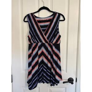 Soma Large V-Neck Dress Empire Waist Chevron Striped Pattern Large